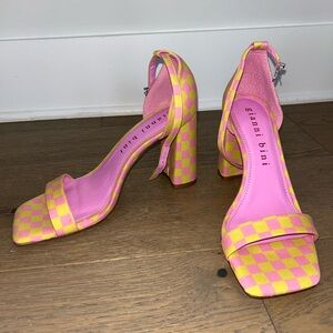Gianni Bini Vibrant Pink and Yellow Heels